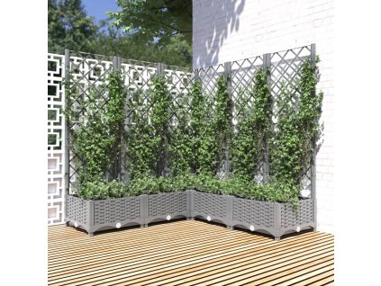 Multidom Záhradný kvetináč s mriežkou bledosivý 120x120x121,5 cm PP