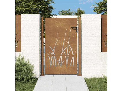 Multidom Záhradná brána 100x150 cm, oceľ Corten, dizajn s trávou