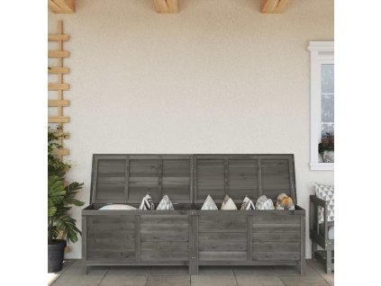 Multidom Záhradný úložný box antracitový 198,5x50x56,5 cm jedľový masív
