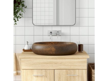 Multidom Umývadlo na dosku hnedé oválne 59x40x15 cm keramické