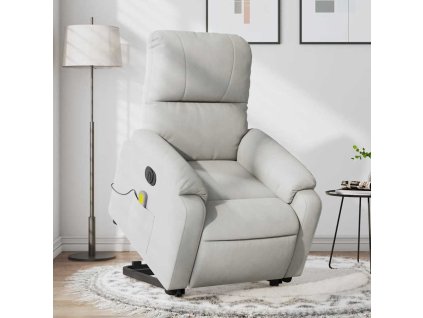 Multidom Elekt. zdvíhacie masážne skláp. kreslo bledosivé mikrovl.látka