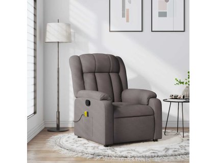 Multidom Sklápacie masážne kreslo sivohnedé látka