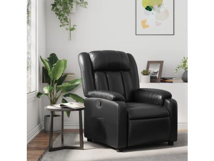Multidom Sklápacie kreslo, čierne, umelá koža