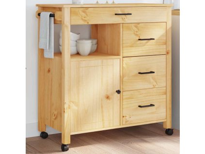 Multidom Kuchynský vozík MONZA 84x40x88,5 cm borovicový masív