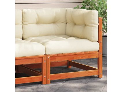 Multidom Záhr. rohová pohovka s vankúšmi vosková hnedá borovicový masív