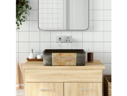 Multidom Umývadlo na dosku čierno-hnedé obdĺžnik 46x35,5x13 cm keramické