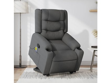 Multidom Zdvíhacie a sklápacie masážne kreslo tmavosivé látka