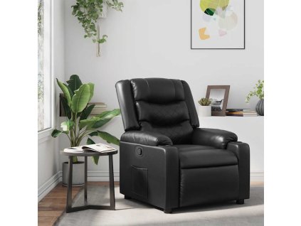 Multidom Sklápacie kreslo, čierne, umelá koža