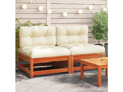 Multidom Záhr.pohovky bez podrúčok s vankúšmi 2ks voskové hnedé borovica