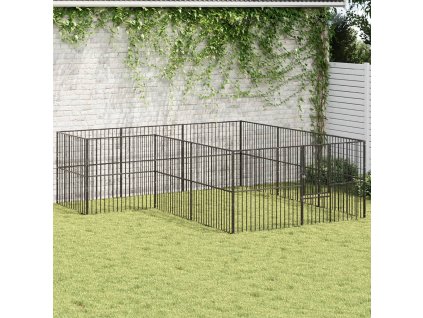 Multidom Ohrádka pre psov 12 panelov čierna pozinkovaná oceľ