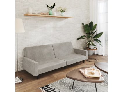 Multidom 2-miestna rozkladacia pohovka, svetlosivá, zamat