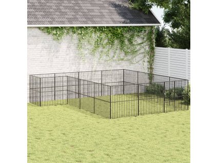 Multidom Ohrádka pre psov 16 panelov čierna pozinkovaná oceľ