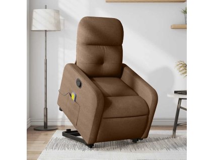 Multidom Zdvíhacie a sklápacie masážne kreslo hnedé látka