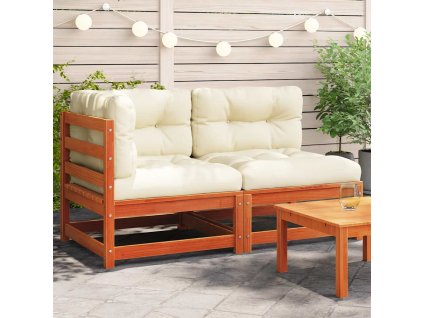 Multidom Záhr. pohovka vankúše 2-miestna vosková hnedá borovicový masív