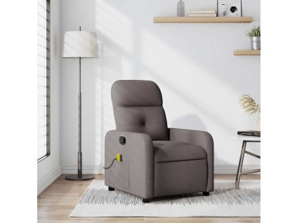 Multidom Sklápacie masážne kreslo sivohnedé látka