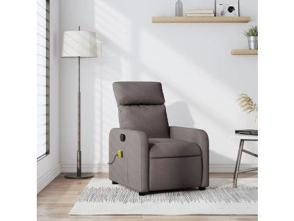 Multidom Sklápacie masážne kreslo sivohnedé látka