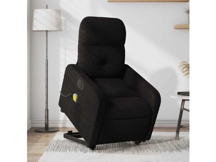 Multidom Zdvíhacie a sklápacie elektrické masážne kreslo, čierne, látka