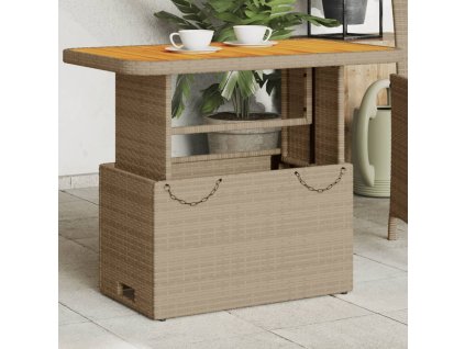 Multidom Záhradný stôl béžový 90x55x71 cm polyratan a akáciové drevo