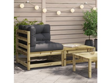 Multidom Záhradná rohová pohovka s vankúšmi borovicový masív