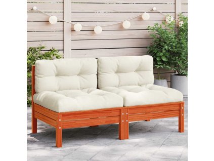 Multidom Záhr.pohovka bez podrúčok s vankúšmi 2ks vosková hnedá borovica