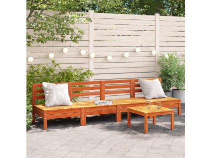 Multidom Záhr. pohovky bez podrúčok 4 ks voskové hnedé masívna borovica