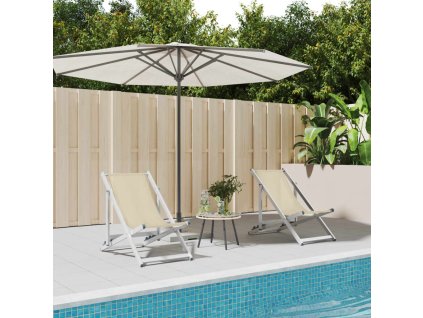 Multidom Skladacie plážové kreslá 2 ks, krémové, hliník a textilén