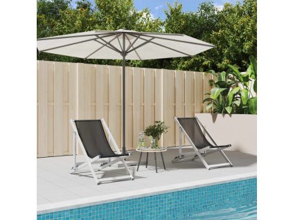 Multidom Skladacie plážové kreslá 2 ks, sivé, hliník a textilén