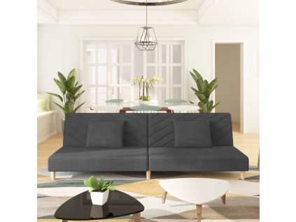 Multidom 2-miestna rozkladacia pohovka s 2 vankúšmi, tmavosivá, látka