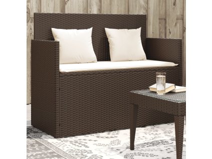 Multidom Záhradná lavička s podložkami hnedá polyratan