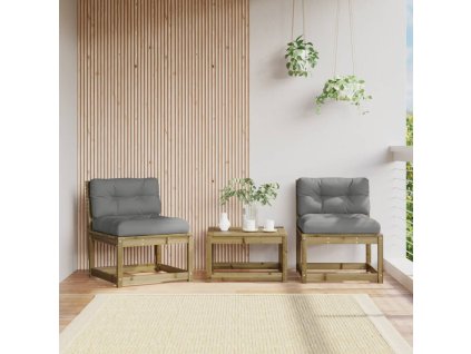 Multidom Záhradné pohovky s podložkami 2 ks, impregnovaná borovica