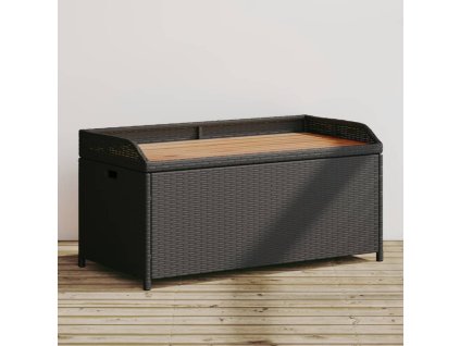 Multidom Úložná lavica čierna 100x50x52 cm polyratan a akáciové drevo