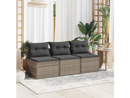 Multidom Záhradné pohovky bez opierok rúk s vankúšmi 2 ks sivé polyratan