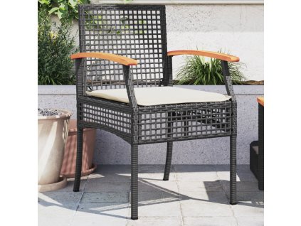 Multidom Záhradné stoličky s vankúšmi 2 ks čierne polyratan akácia