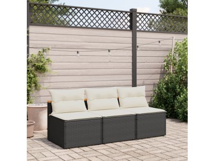 Multidom Záhr. pohovky bez opierok rúk s vankúšmi 2 ks čierne polyratan