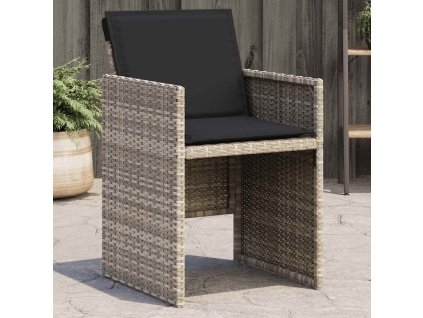 Multidom Záhradné stoličky s vankúšmi 4 ks svetlosivé polyratan