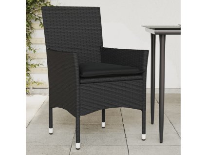 Multidom Záhradné stoličky s podložkami 2 ks čierne polyratan