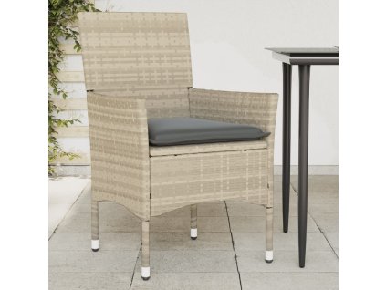 Multidom Záhradné stoličky so sedákmi 2 ks svjetlosivé polyratanové