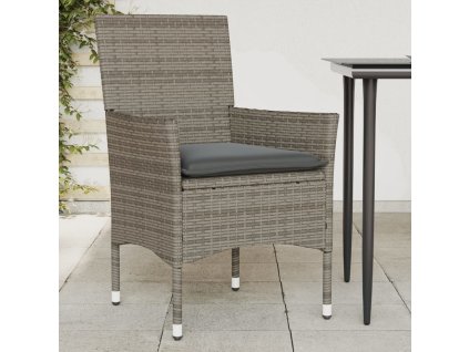 Multidom Záhradné stoličky s vankúšmi 2 ks sivé polyratanové