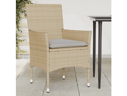 Multidom Záhradné stoličky s podložkami 2 ks béžové polyratan