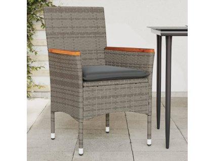 Multidom Záhradné stoličky s vankúšmi 2 ks sivé polyratanové