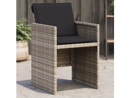 Multidom Záhradné stoličky s vankúšmi 4 ks svetlosivé polyratan