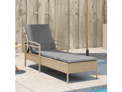 Multidom Záhradné ležadlo s vankúšom béžové 63x200x81 cm polyratan