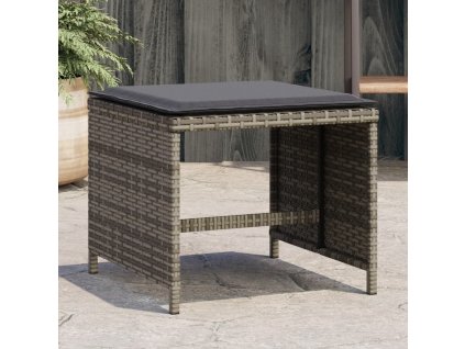 Multidom Záhradné taburetky s vankúšmi 4 ks sivé 40x40x35 cm polyratan