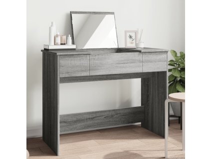 Multidom Toaletný stolík so zrkadlom sivý sonoma 100x45x76 cm