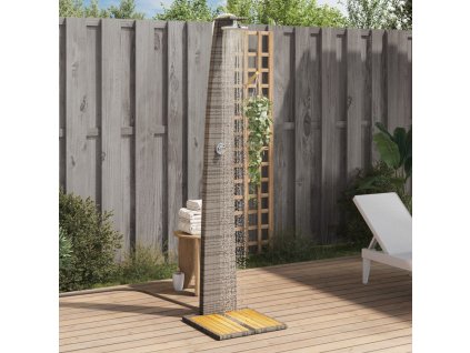 Multidom Vonkajšia sprcha sivý 55x60x224 cm polyratan a akácia