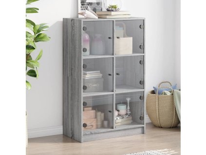 Multidom Vysoká skrinka s dvierkami sivá sonoma 68x37x109 cm komp. drevo