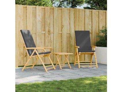 Multidom Skladacie záhradné sklápacie stoličky 2ks, s podložkami, bambus