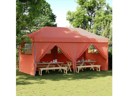 Multidom Skladací pop-up párty stan so 4 bočnými stenami terakotový