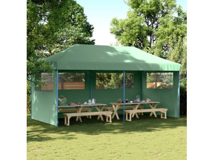 Multidom Skladací pop-up párty stan s 3 bočnými stenami zelený