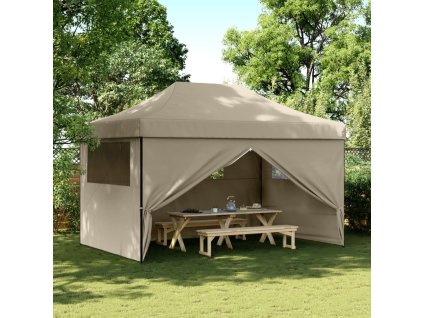 Multidom Skladací pop-up párty stan so 4 bočnými stenami sivohnedý